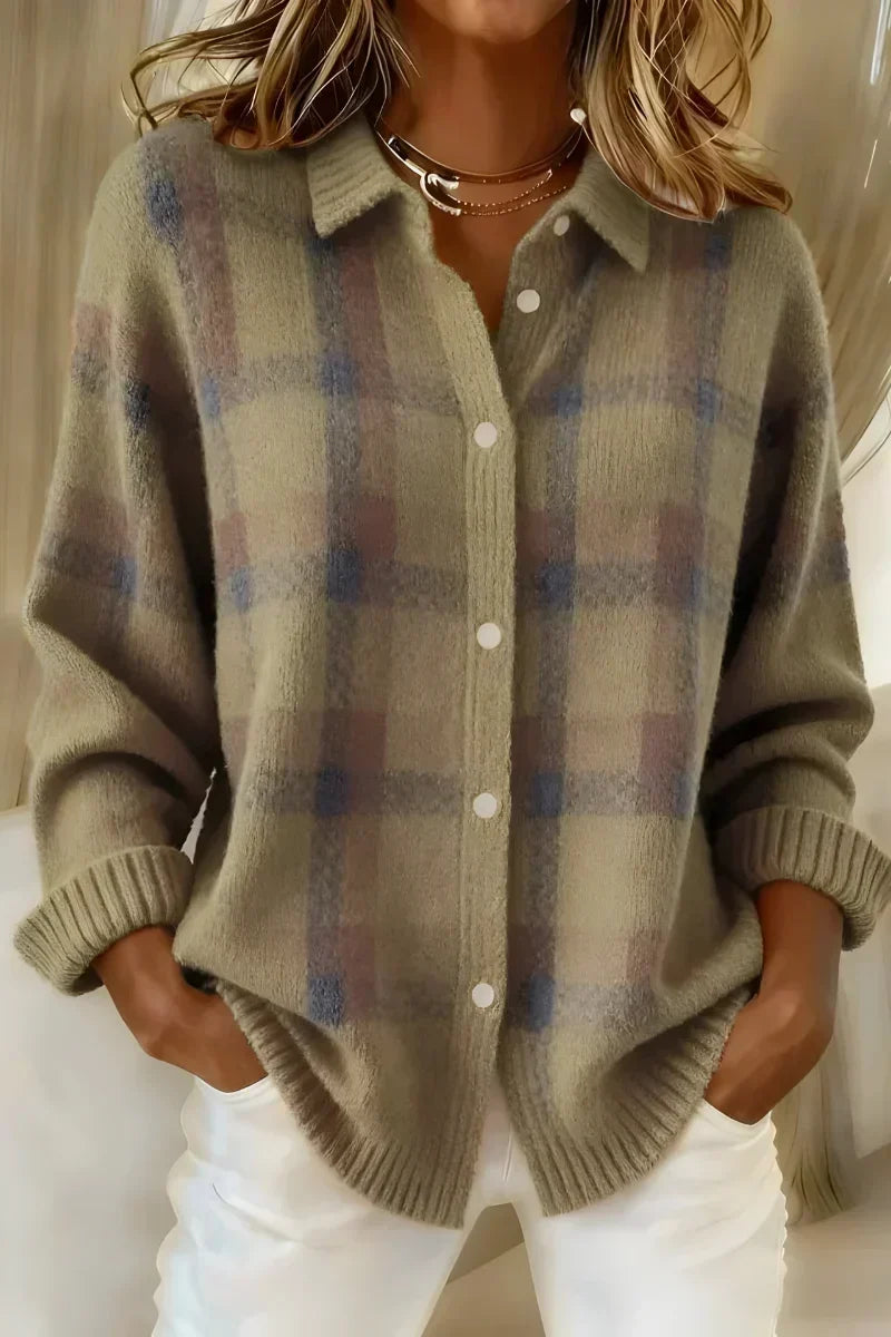 Taylor | Cozy Checked Knit Cardigan 1
