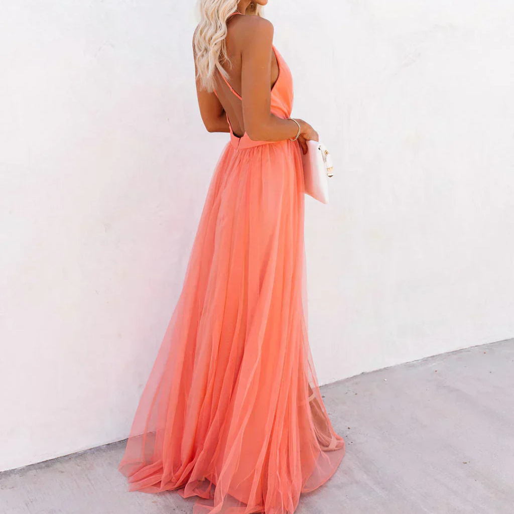 Ginevra Light Coral Maxi Dress