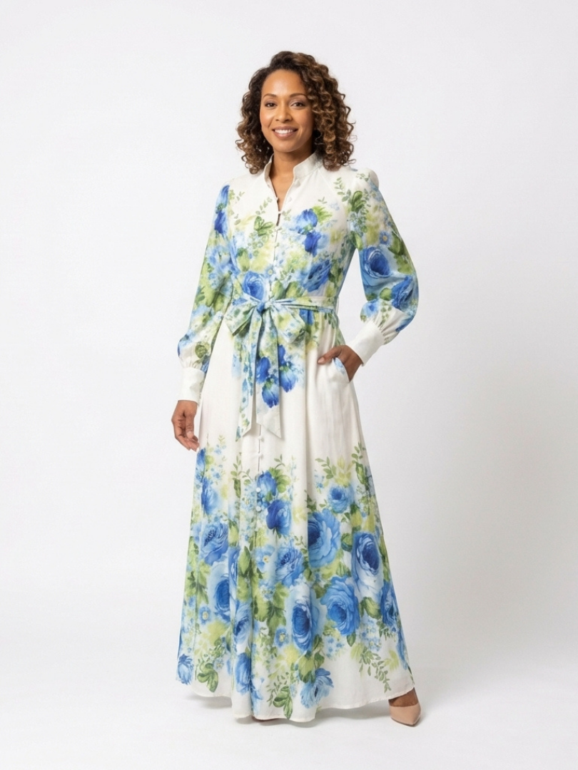Harper | Long Sleeve Floral Button Front Maxi Dress 4