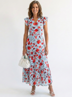 Lila | Floral V-Neck Tiered Midi Dress 4