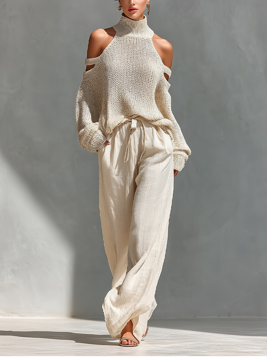 Diorelle - Set with Knitted Top and Wide Pants