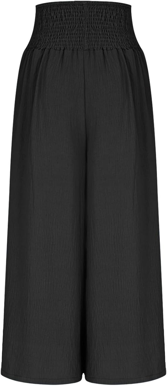 Smocked-Waist Palazzo Pants - View 7