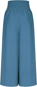 Smocked-Waist Palazzo Pants - View 9