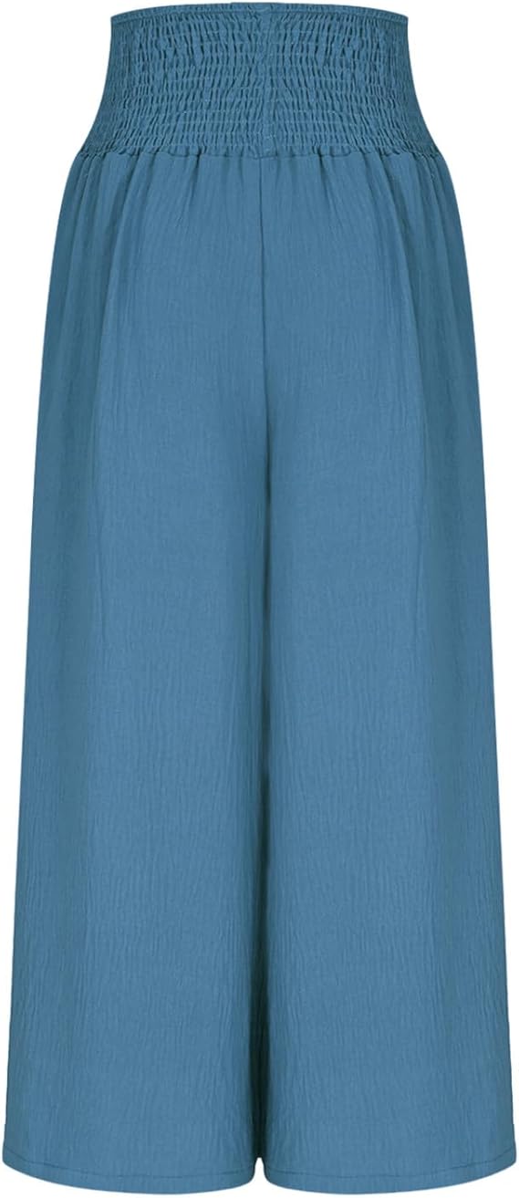 Smocked-Waist Palazzo Pants - View 9