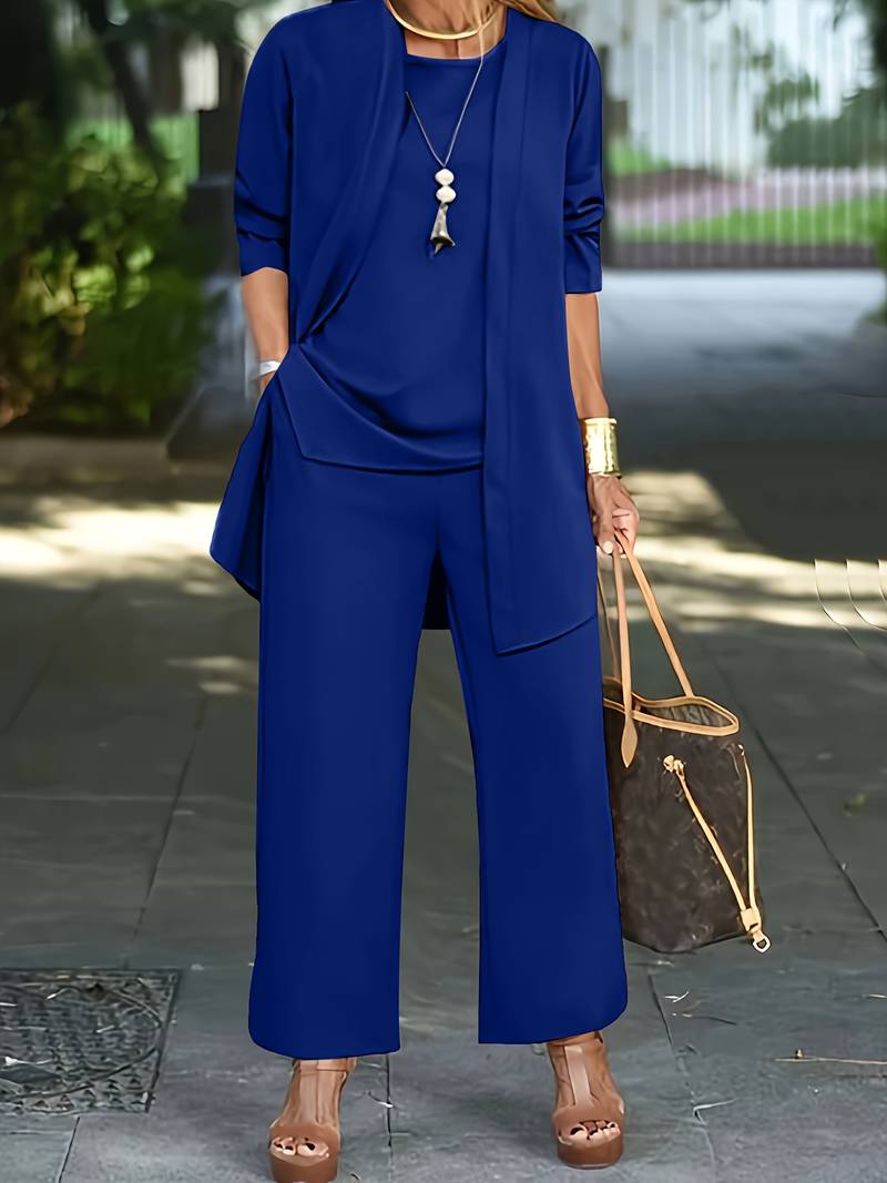 Anna - Three-Piece Blazer, Tank & Wide-Leg Pants Co-ord Set