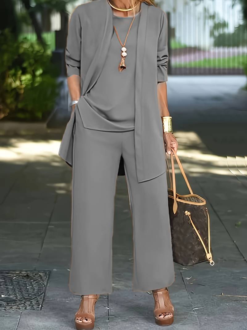 Anna - Three-Piece Blazer, Tank & Wide-Leg Pants Co-ord Set