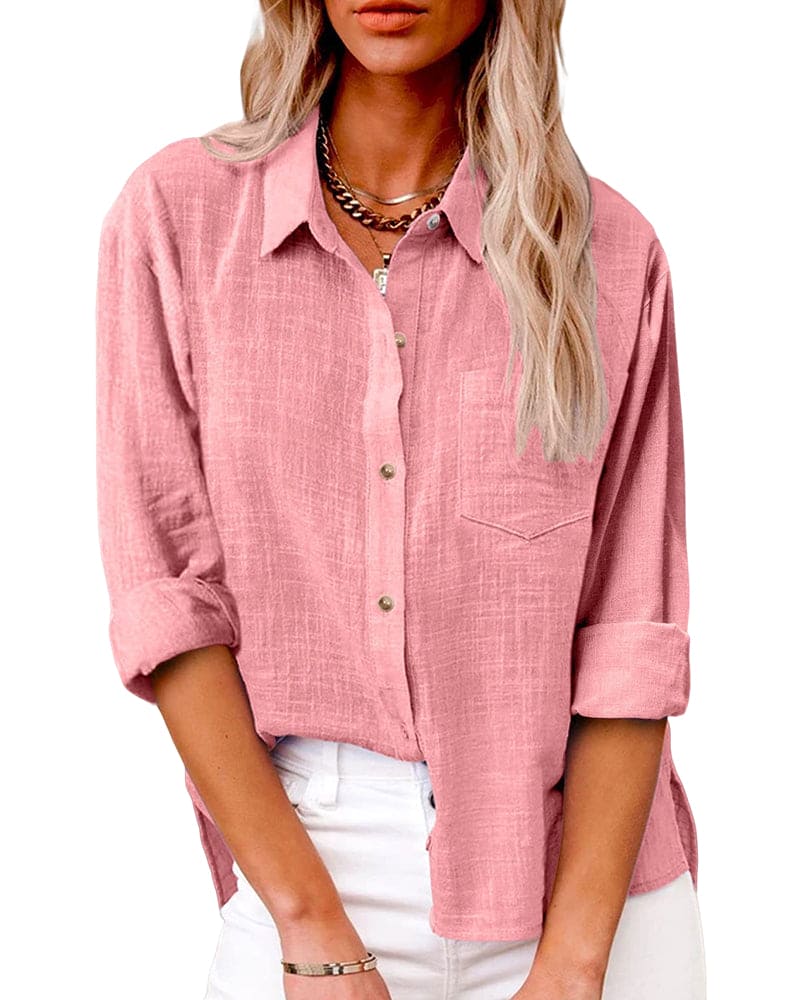 Emma - Women's Shirt Blouse with Chest Pocket and Loose Fit