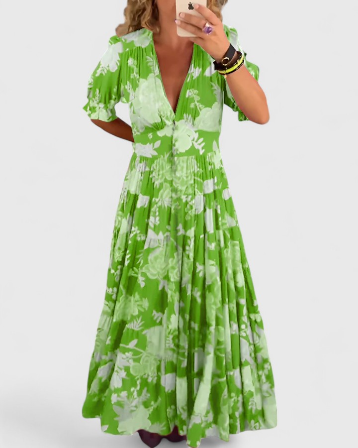 Minelda | Elegant Floral V-neck Dress 4