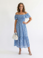 Odette | Off Shoulder Floral Smocked Midi Dress 5