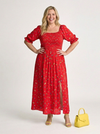 Delphine | Square Neck Floral Puff Sleeve Midi Dress 5