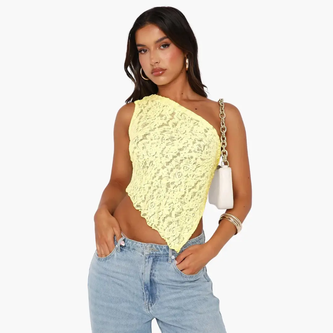 Lace One Shoulder Top for Women – Asymmetrical Trend Look