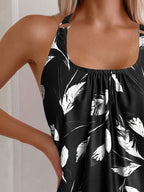 LILY | BLACK & WHITE LEAF PRINT TANKINI SET