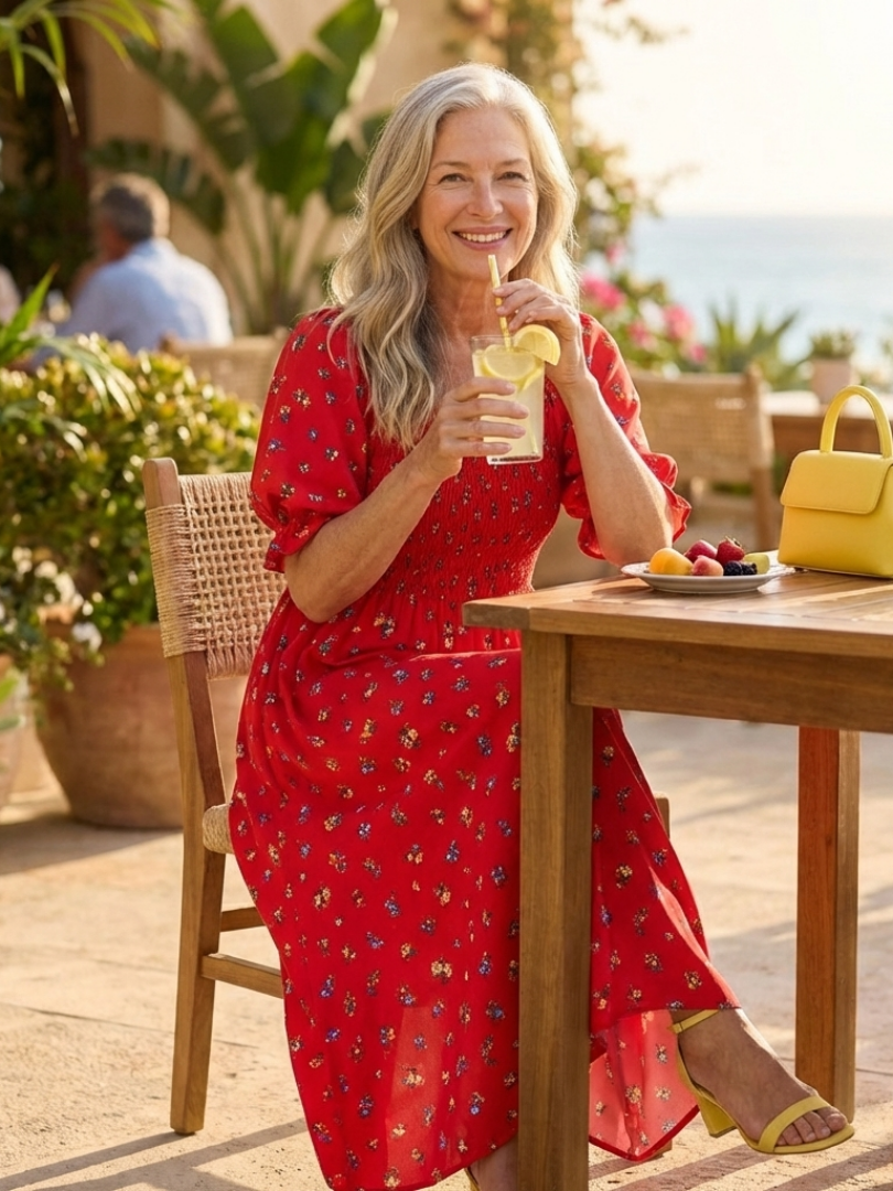 Delphine | Square Neck Floral Puff Sleeve Midi Dress 6