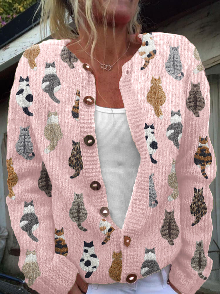 Sorielle™ | Cat Print Knit Cardigan 2