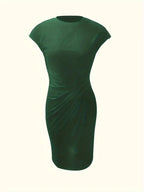 Jula - Women's Midi Dress with Ruching Detail and Short Sleeves
