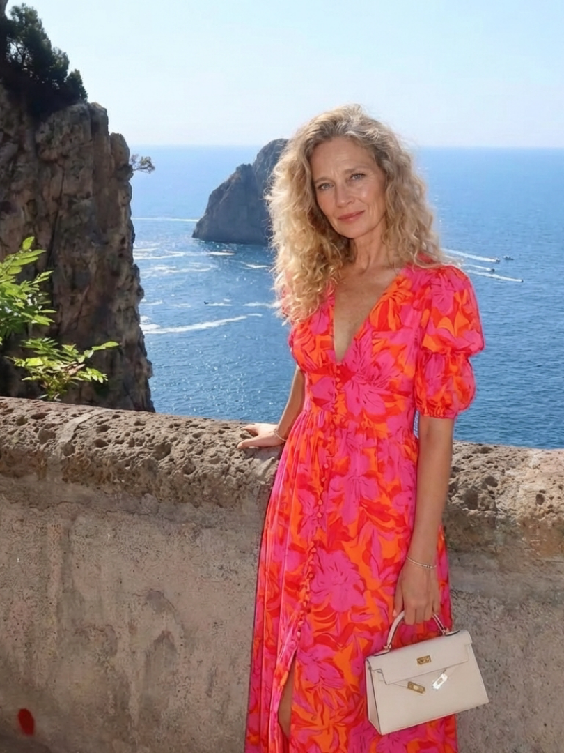Willow | Floral V Neck Puff Sleeve Midi Dress 7