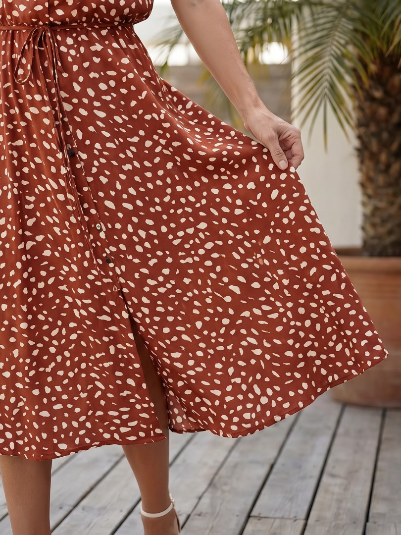 Belladonna | Printed Button Front Belted Midi Dress 8