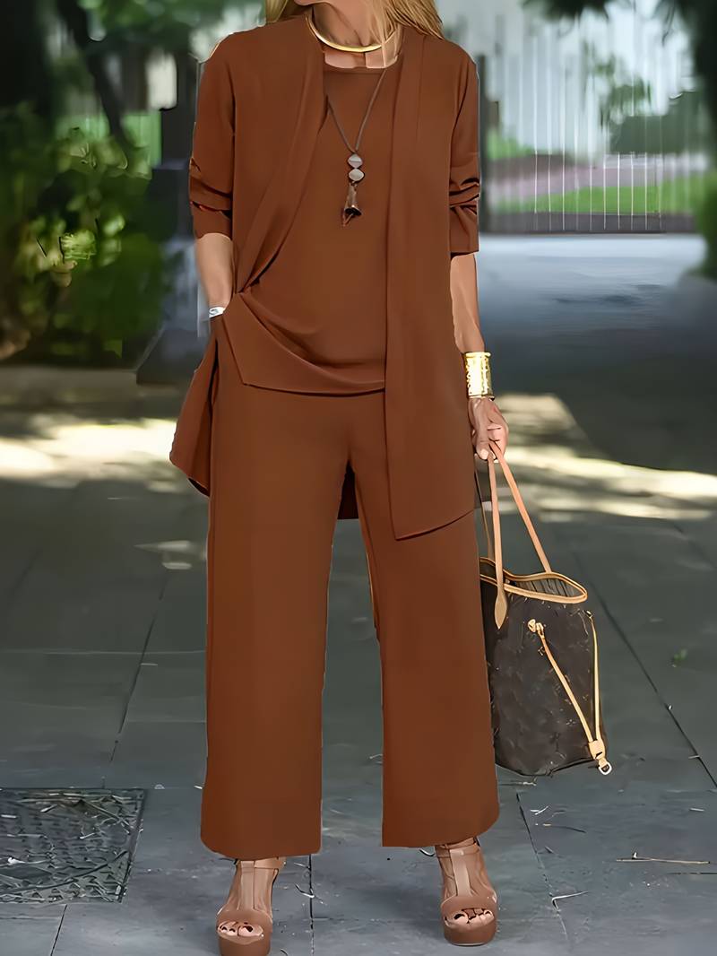 Anna - Three-Piece Blazer, Tank & Wide-Leg Pants Co-ord Set