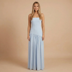 Sharon - Strapless Drop Waist Gathered Maxi Dress