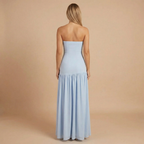 Sharon - Strapless Drop Waist Gathered Maxi Dress