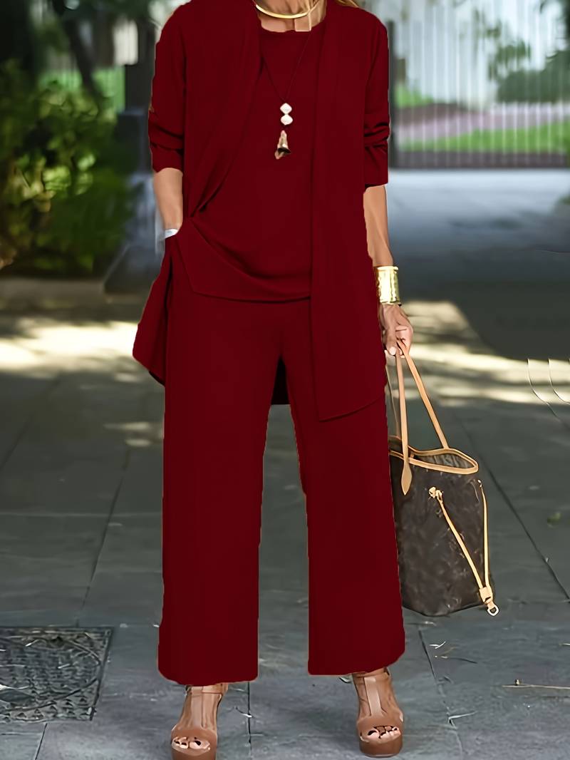 Anna - Three-Piece Blazer, Tank & Wide-Leg Pants Co-ord Set
