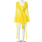 LUMIÈRE™ | Lace Ruffle Long Sleeve Mini Dress 3