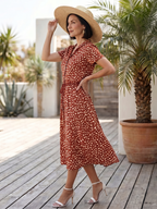 Belladonna | Printed Button Front Belted Midi Dress 7