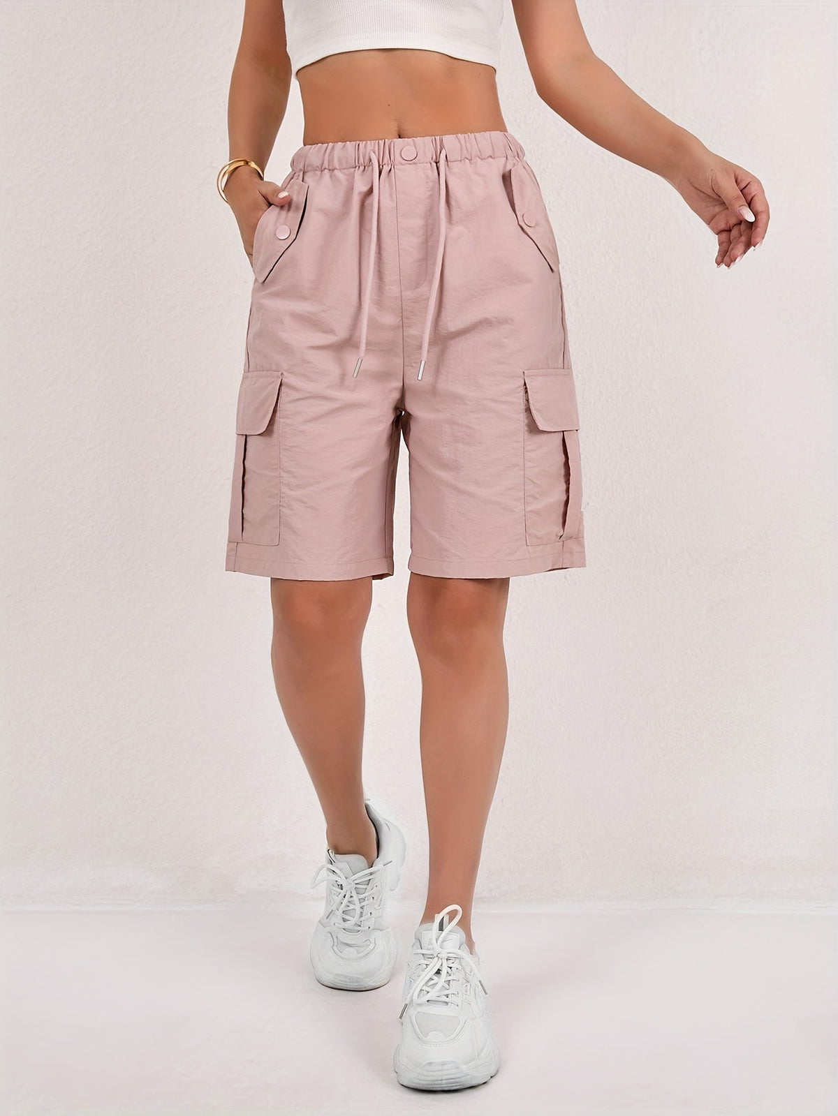 Daisy Drawstring Cargo Shorts - View 7