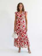 Lila | Floral V-Neck Tiered Midi Dress 7