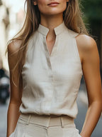 Stand Collar Sleeveless Top Camisole