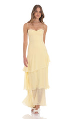 Women's Wedding Guest Sweetheart Ruffle Maxi Dress