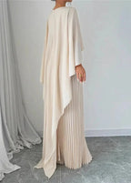 Women’s Wedding Guest Pleated Cape Maxi Dress