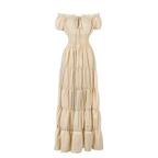 Margaret -  Women's Off-Shoulder Tiered Maxi Dress with Smocked Waist