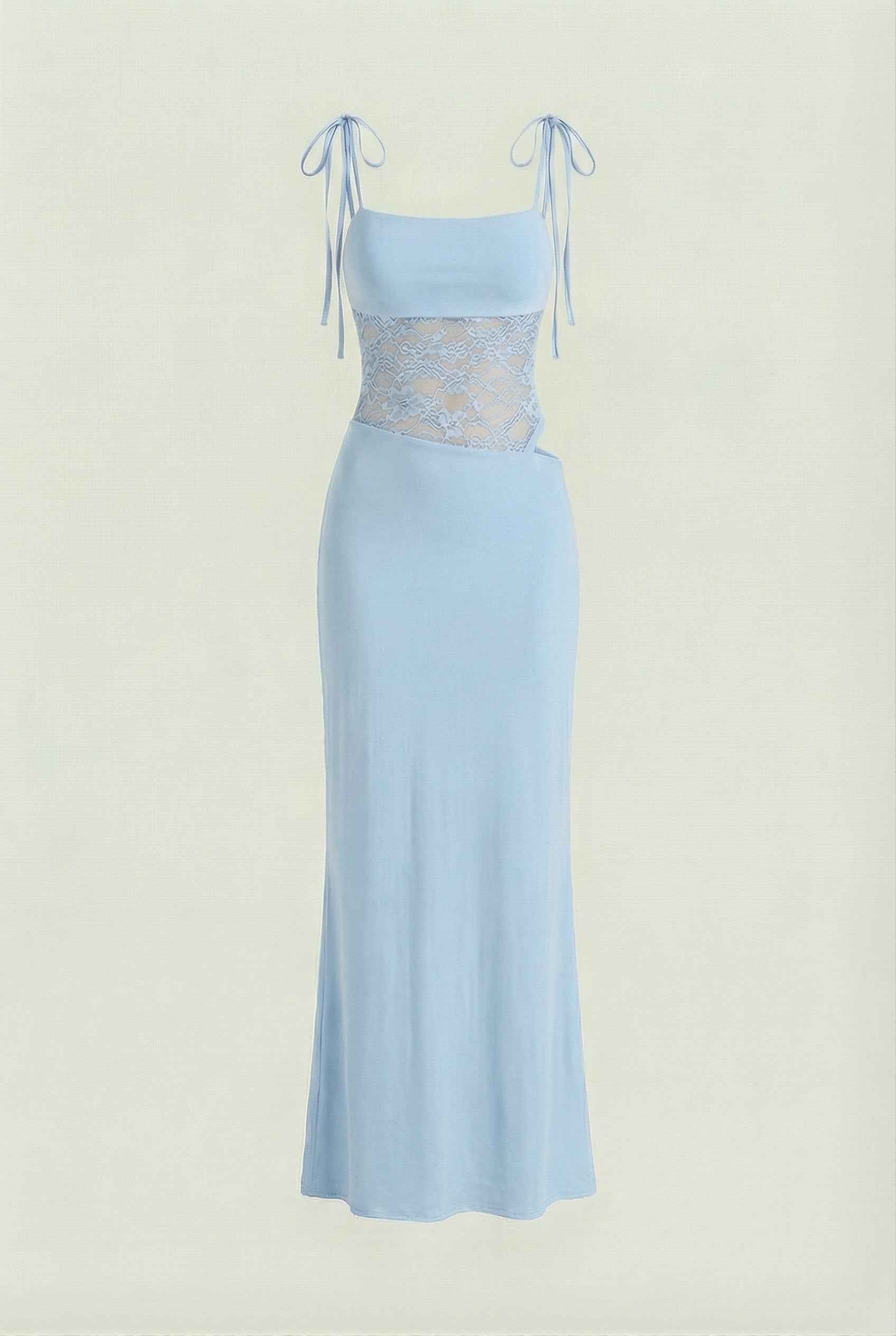 Women's Blue Aura Bodycon Stretch Knit Maxi Dress for Evening Wear