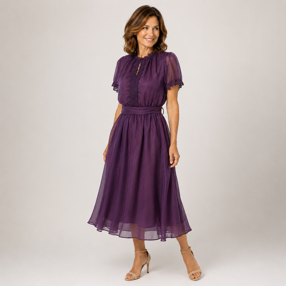 Flavia Chiffon Lace Maxi Dress