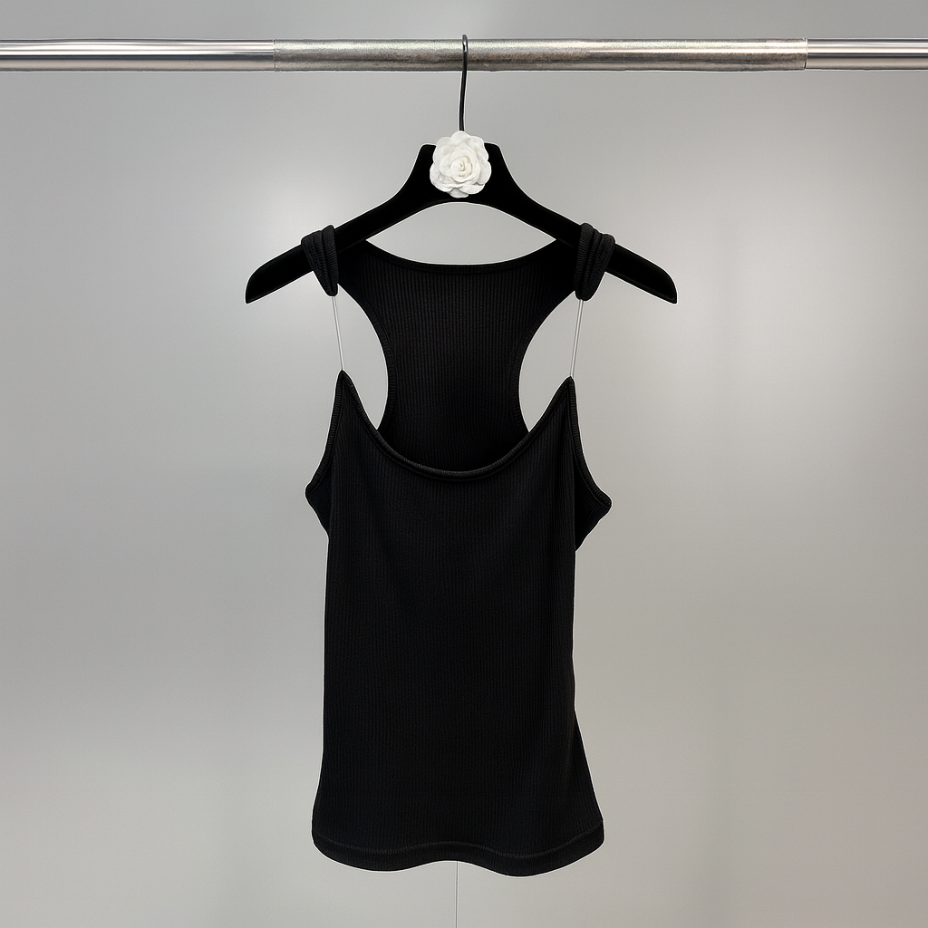 Women Invisible Strap Ribbed Tank Top