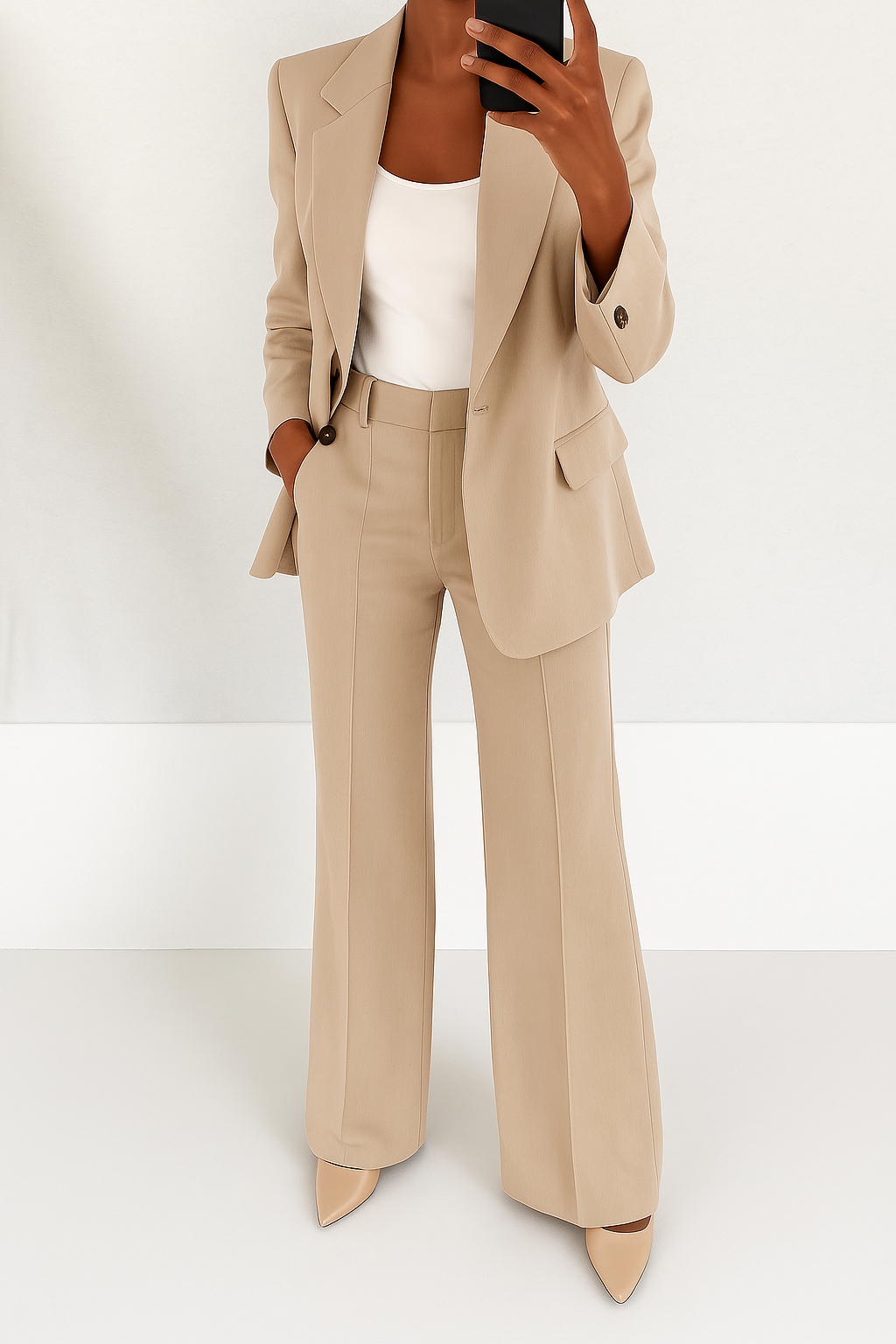 Brenda Tailored Set — Beige