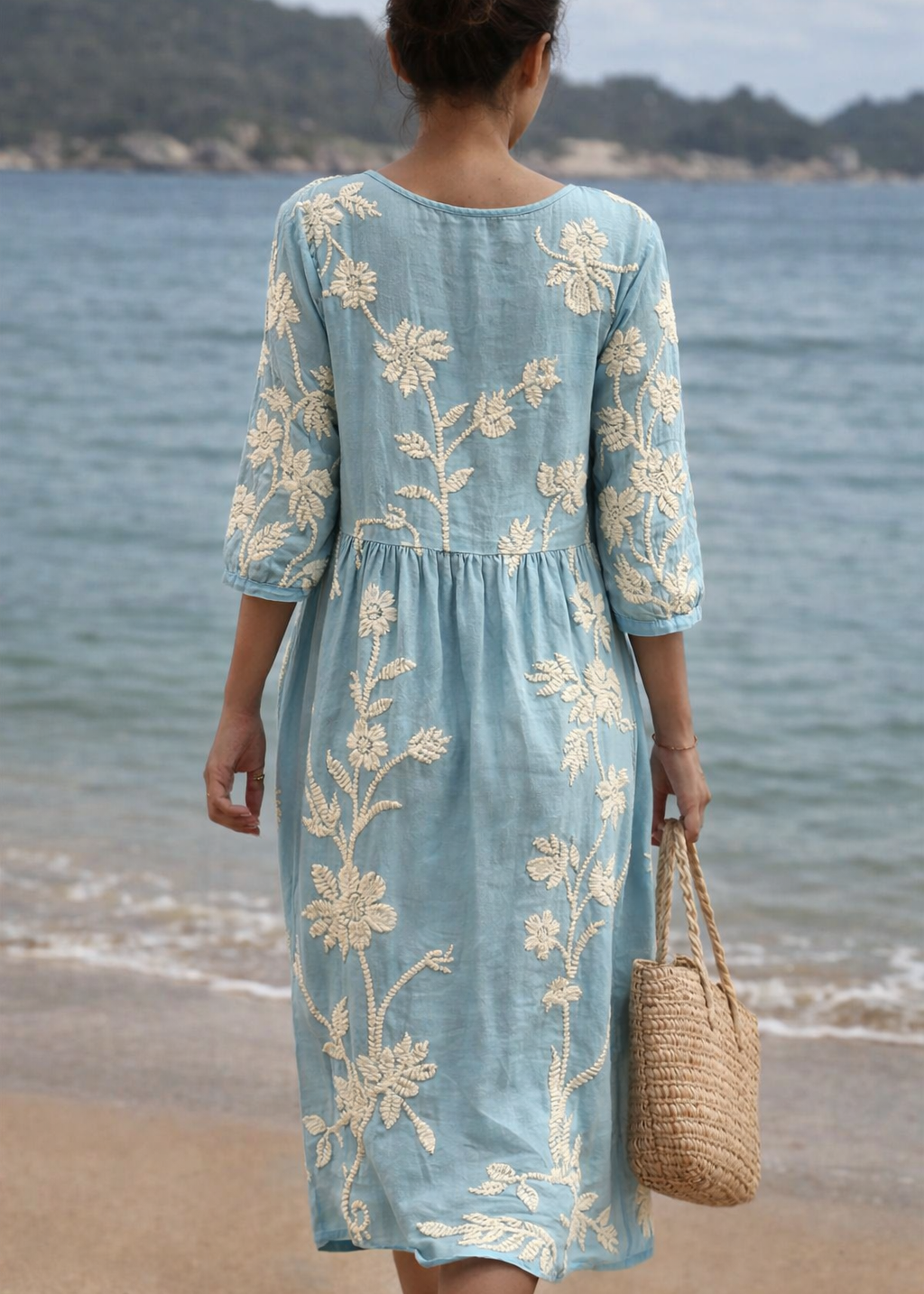 Azzurra Vintage Embroidered Midi Dress