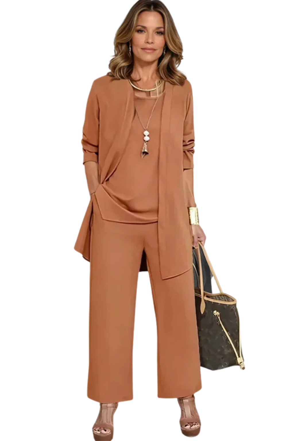 Madison - Women's Plus Size 3-Piece Set with Open-Front Longline Jacket
