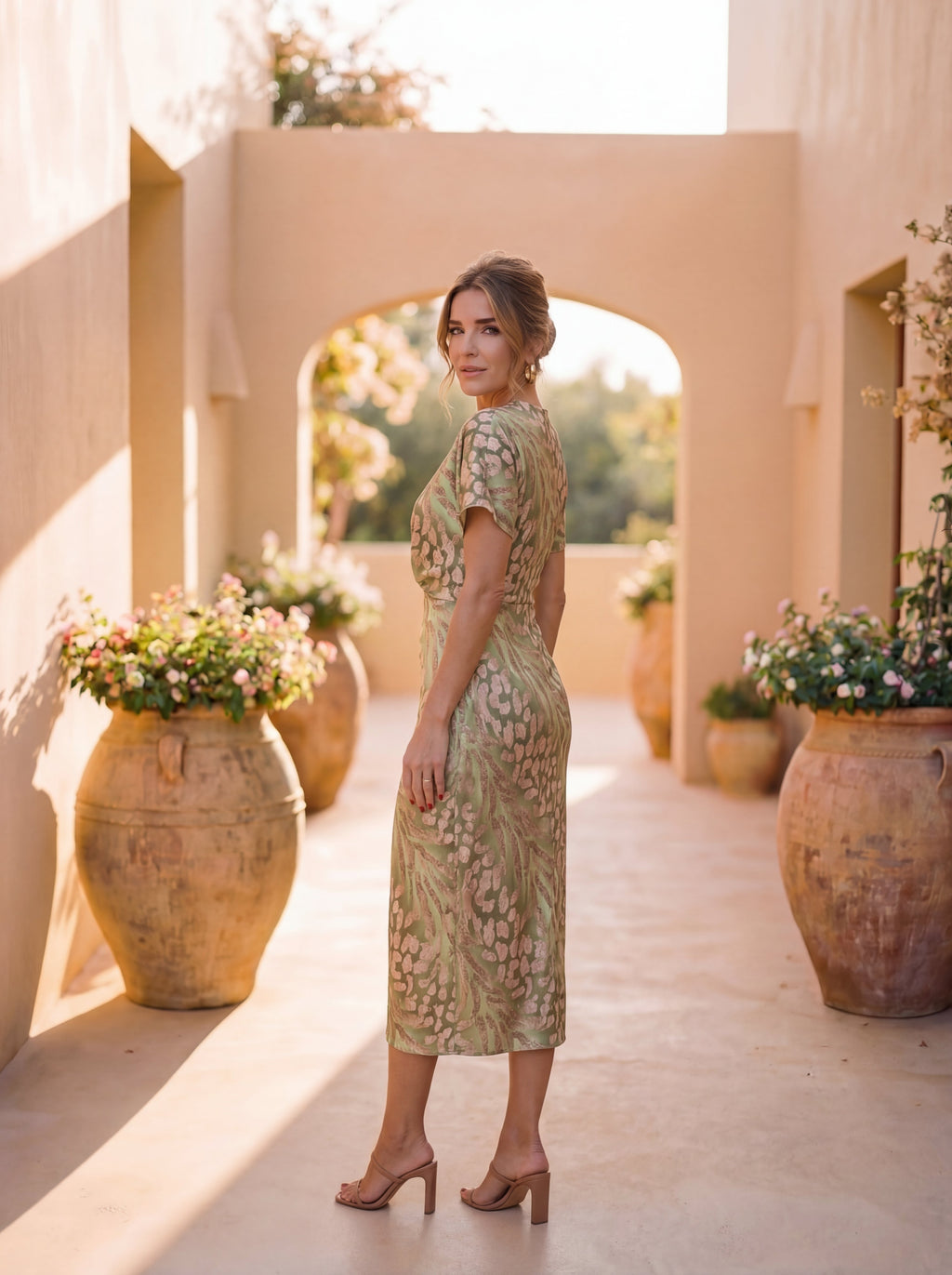 Antonella Copper Midi Dress