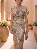 Antonella Copper Midi Dress