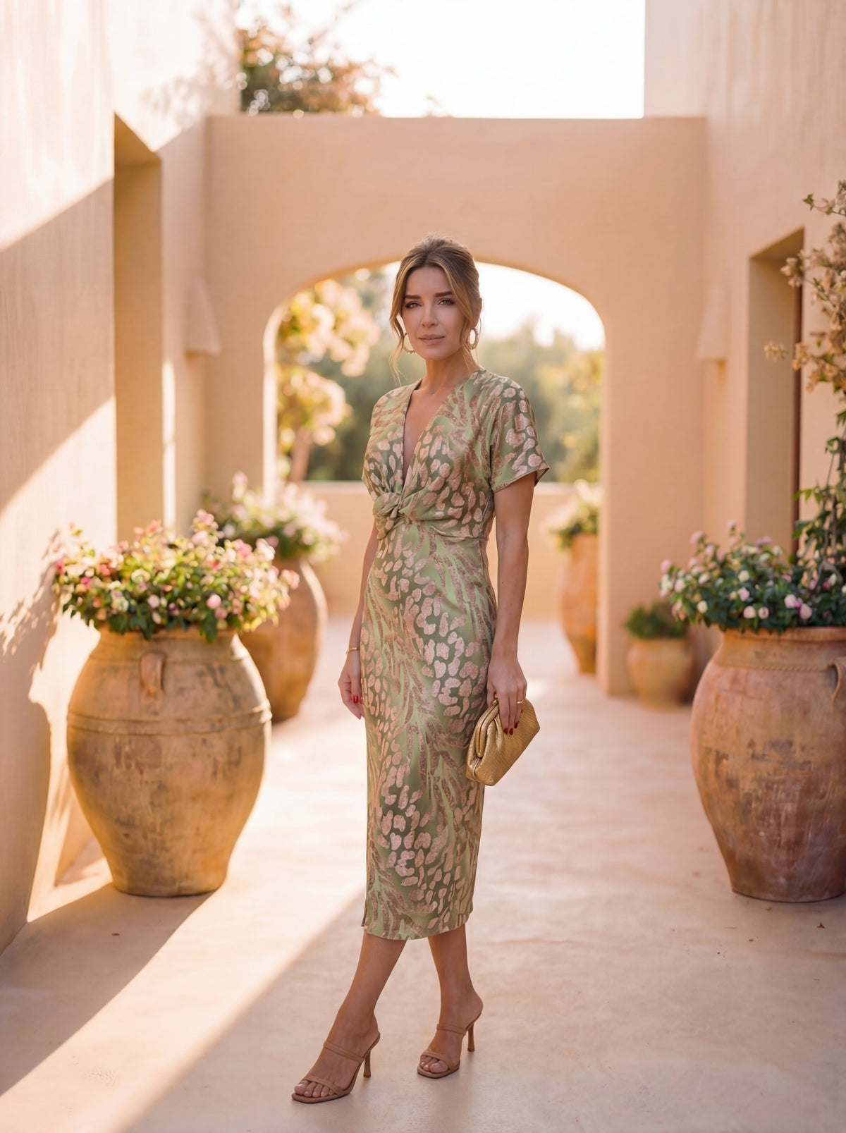 Antonella Copper Midi Dress