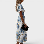 Denise - Floral Midi Dress with Wrap Design