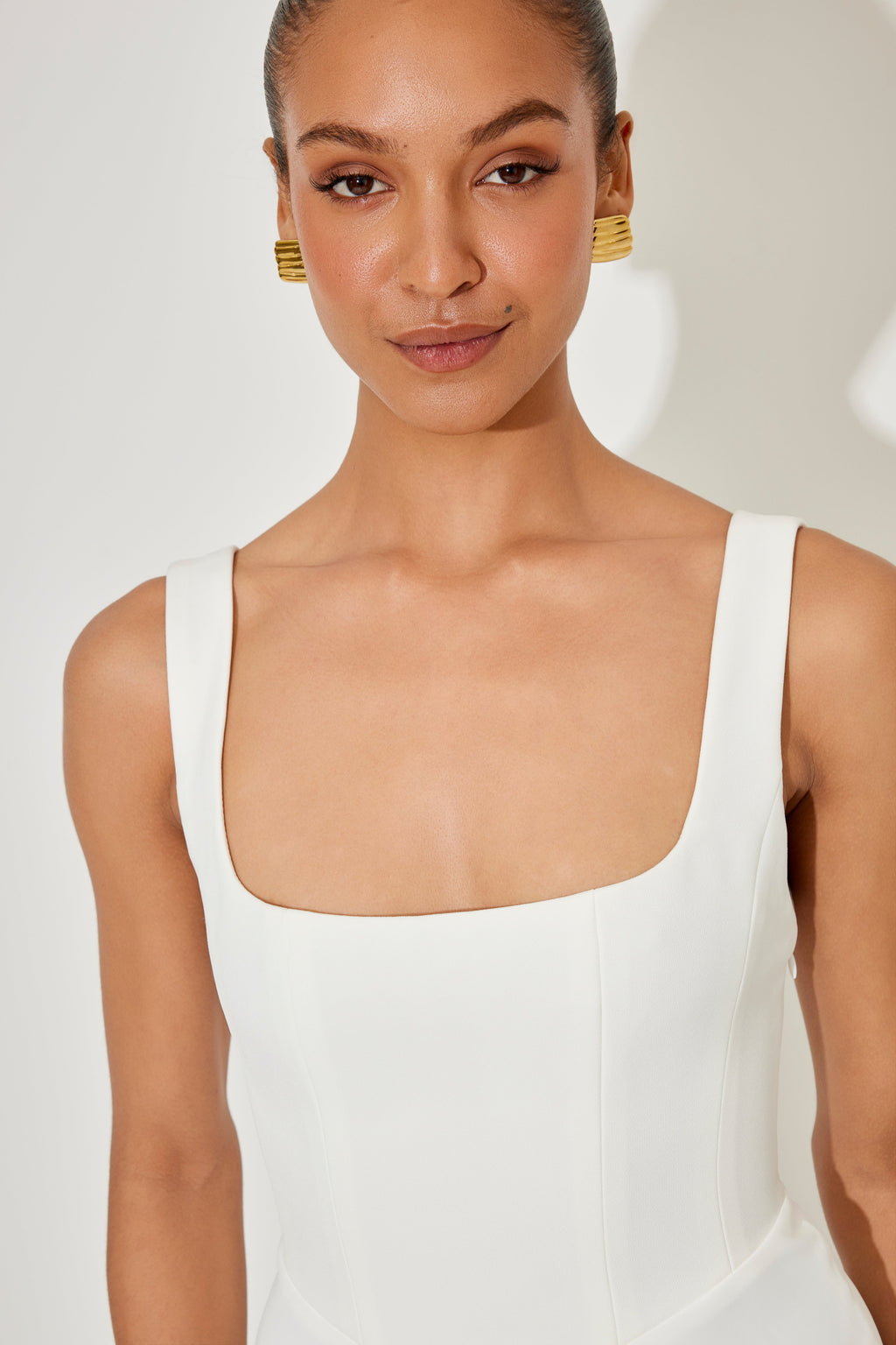 MILENA – High Waist Square Neck Sleeveless Fit and Flare Midi Dress