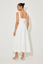 MILENA – High Waist Square Neck Sleeveless Fit and Flare Midi Dress
