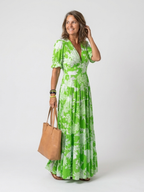 Ione | Short Sleeve V Neck Floral Midi Dress 5