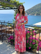 Ione | Short Sleeve V Neck Floral Midi Dress 6