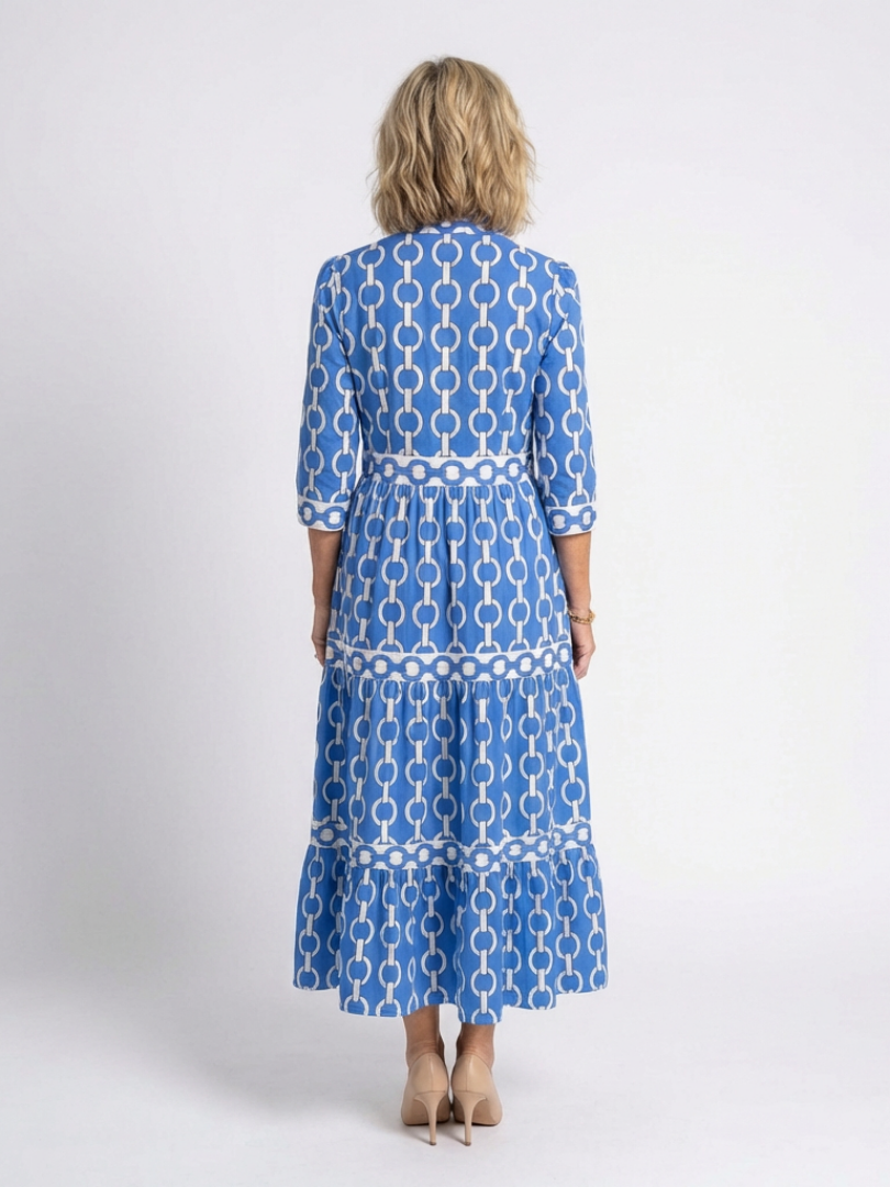 Ysolde | Three Quarter Sleeve Chain Pattern Midi Dress 3