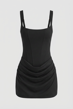 Elegant Black Hourglass Mini Dress - Snatched Fit for Summer Events