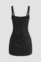 Elegant Black Hourglass Mini Dress - Snatched Fit for Summer Events